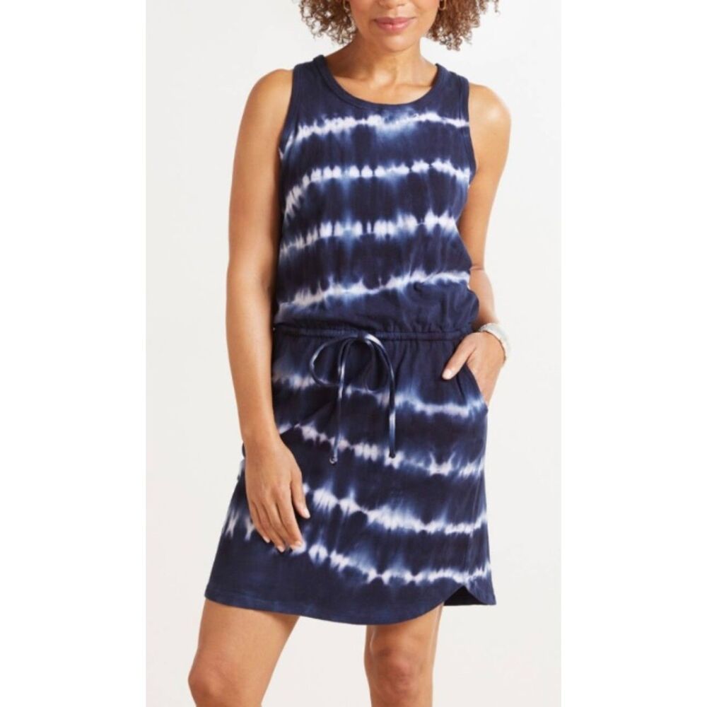 Sundry Navy Tie-Dye Mini Dress